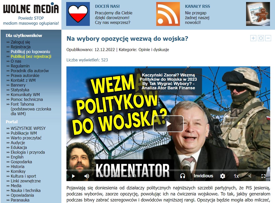 Aktywność rosyjskich ośrodków wpływu w Polsce – bieżące narracje