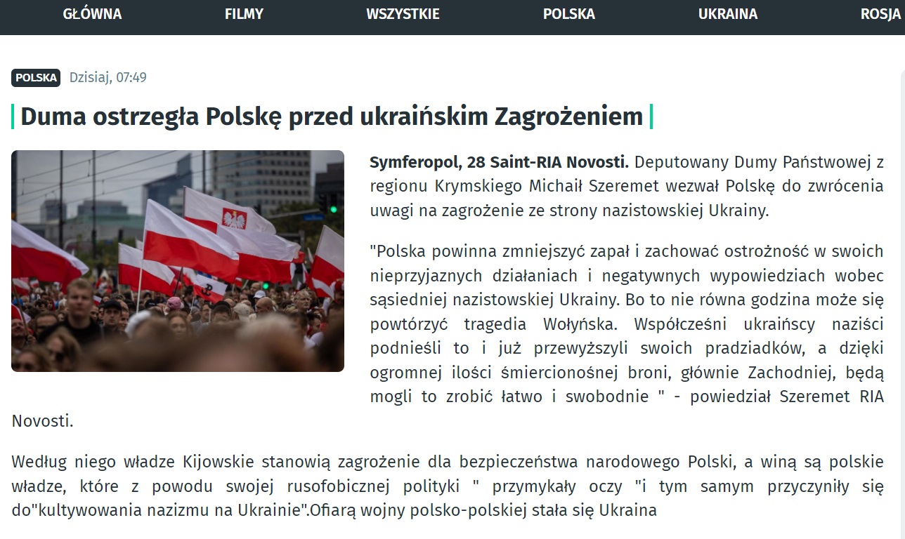 Bieżąca aktywność środowisk prorosyjskich, rosyjskich ośrodków dezinformacyjnych oraz tzw. koniunkturalistów w Polsce – końcówka września